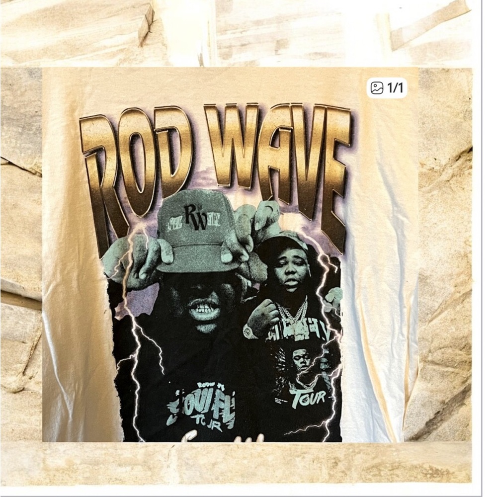 Rod Wave Graphic Tee Size L‎ White Tour Style Rap Artist T-Shirt